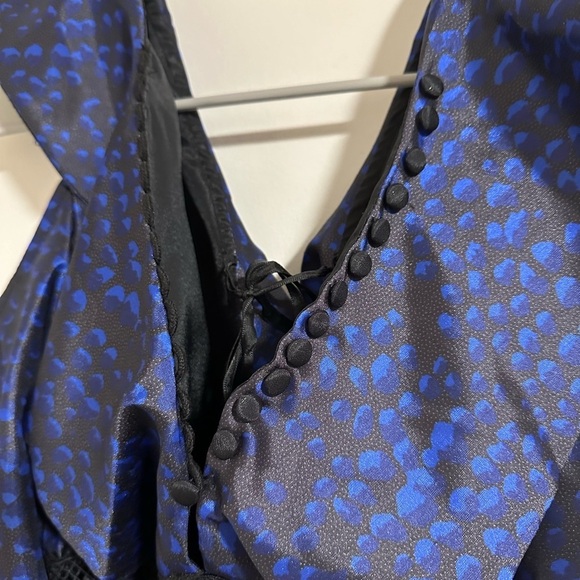 NWT Beulah Style runway eccentric black and blue off shoulder mini dress - Picture 8 of 10